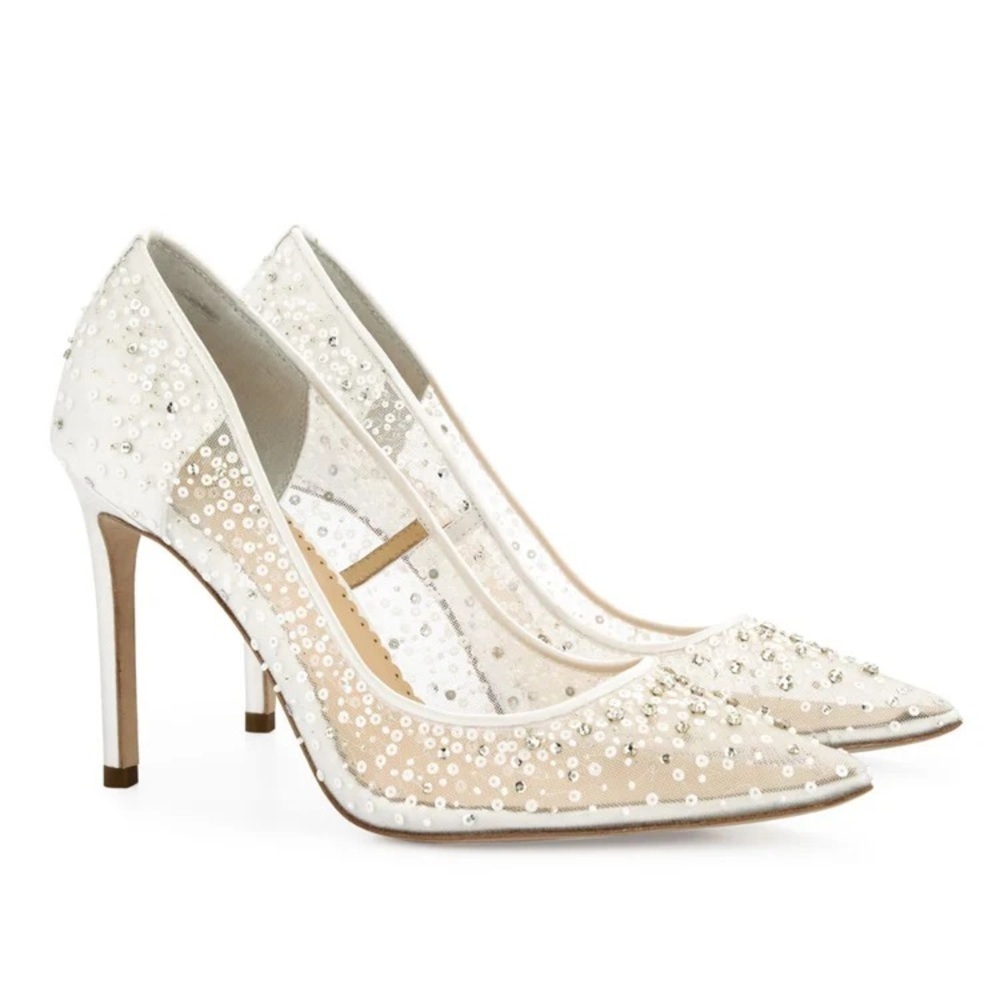 BELLA BELLE Women’s ELSA IVORY
Illusion Mesh Ivory Sequin Heels - Size 9